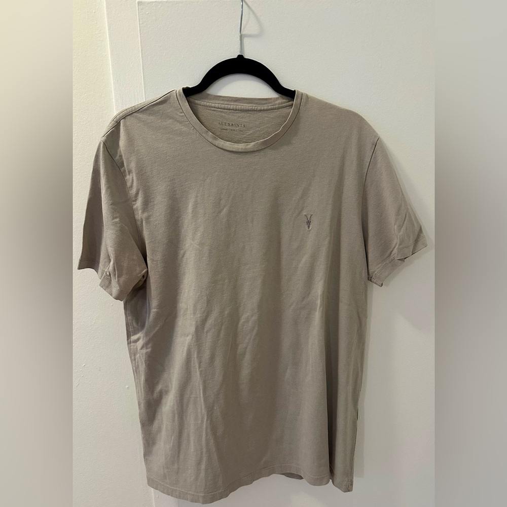 All Saints Men's Beige Short Sleeve Tee